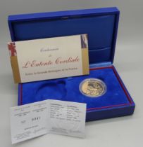 The Royal Mint, The 100th Anniversary of the Entente Cordiale Coin, Limited Edition, one 17g 20 Euro