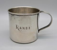 An 830 silver cup engraved 'Randi', stamped 830S, 80g