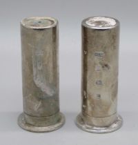 A novelty silver shotgun cartridge style salt and pepper pair, Birmingham 1996, 64g