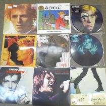 Twelve David Bowie LP records and 12" singles