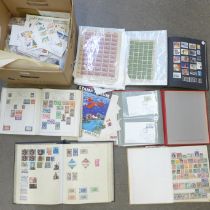 Stamps; a box of stamps, covers, etc., loose and in albums