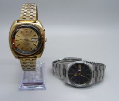 Two Seiko wristwatches; a Bell-Matic day/date and a Seiko 5 day/date