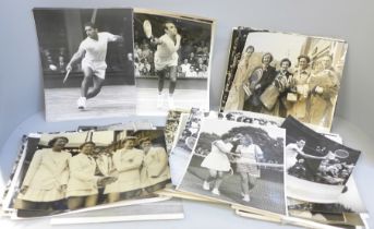 Sixty original tennis press photographs from Wimbledon in the 1940s, 50s and 60s includes Rod Laver,