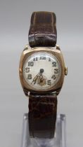 A vintage 9ct gold wristwatch, London 1937, 27mm case