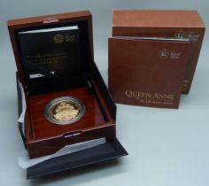 The Royal Mint, 2014 UK £5 Gold Proof Coin, Queen Anne commemorative