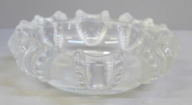 A glass dish or ashtray, signed Lalique France, 19cm