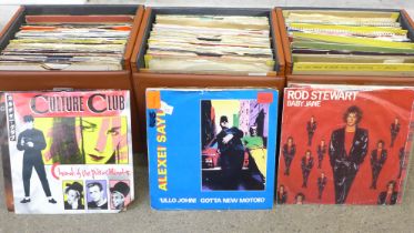 7" singles; a collection of over forty Rod Stewart records, over forty 1980s and 1990s records and