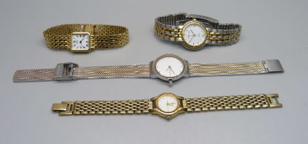 Four lady's wristwatches; Skagen, Seiko, Solvil & Titus and Rotary