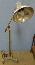 An industrial brass and aluminium standard lamp