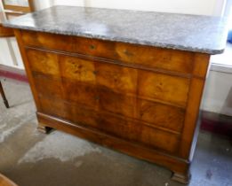A 19th Century French mahogany and marble topped commode