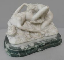 A faux marble erotic figure group of two ladies