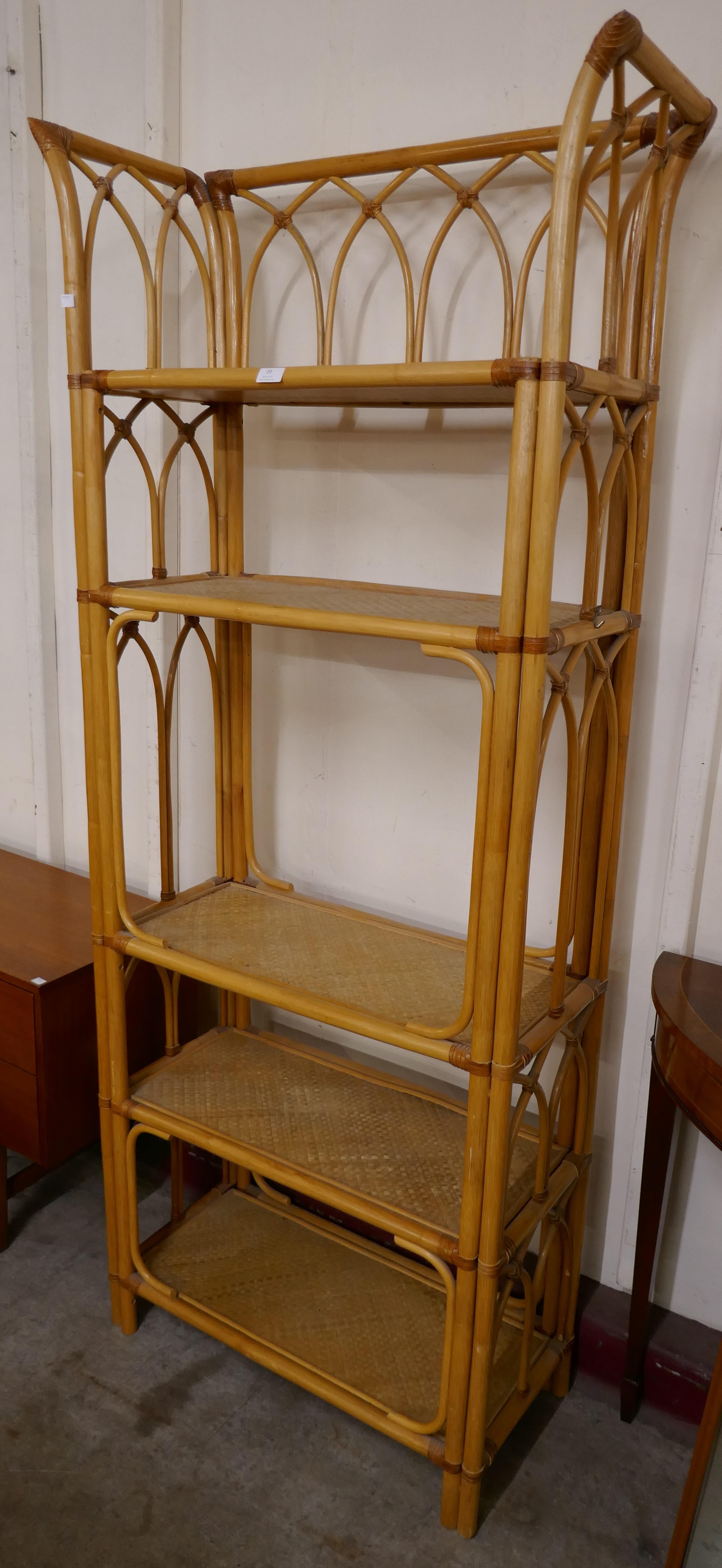 A bamboo five tier room divider
