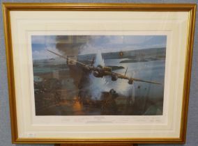 A Robert Taylor aviation print, Operation Chastise, The Night They Breached The Dams, bearing