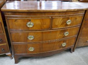 A George III mahogany bow front chest of drawers