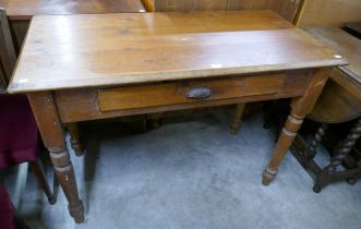 A Victorian pine single drawer kitchen serving table
