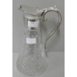 A silver plated and cut crystal claret jug