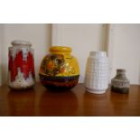 Four West German pottery vases