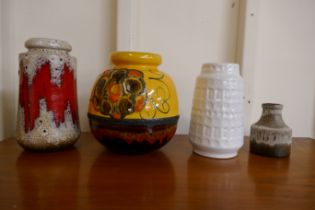 Four West German pottery vases