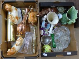 A collection of items including a brass shell case, a Mappin & Webb bowl, a crocodile nut cracker,