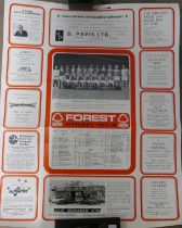 A Nottingham Forest wall fixture list, 1977/78 Championship winning season, with scores added
