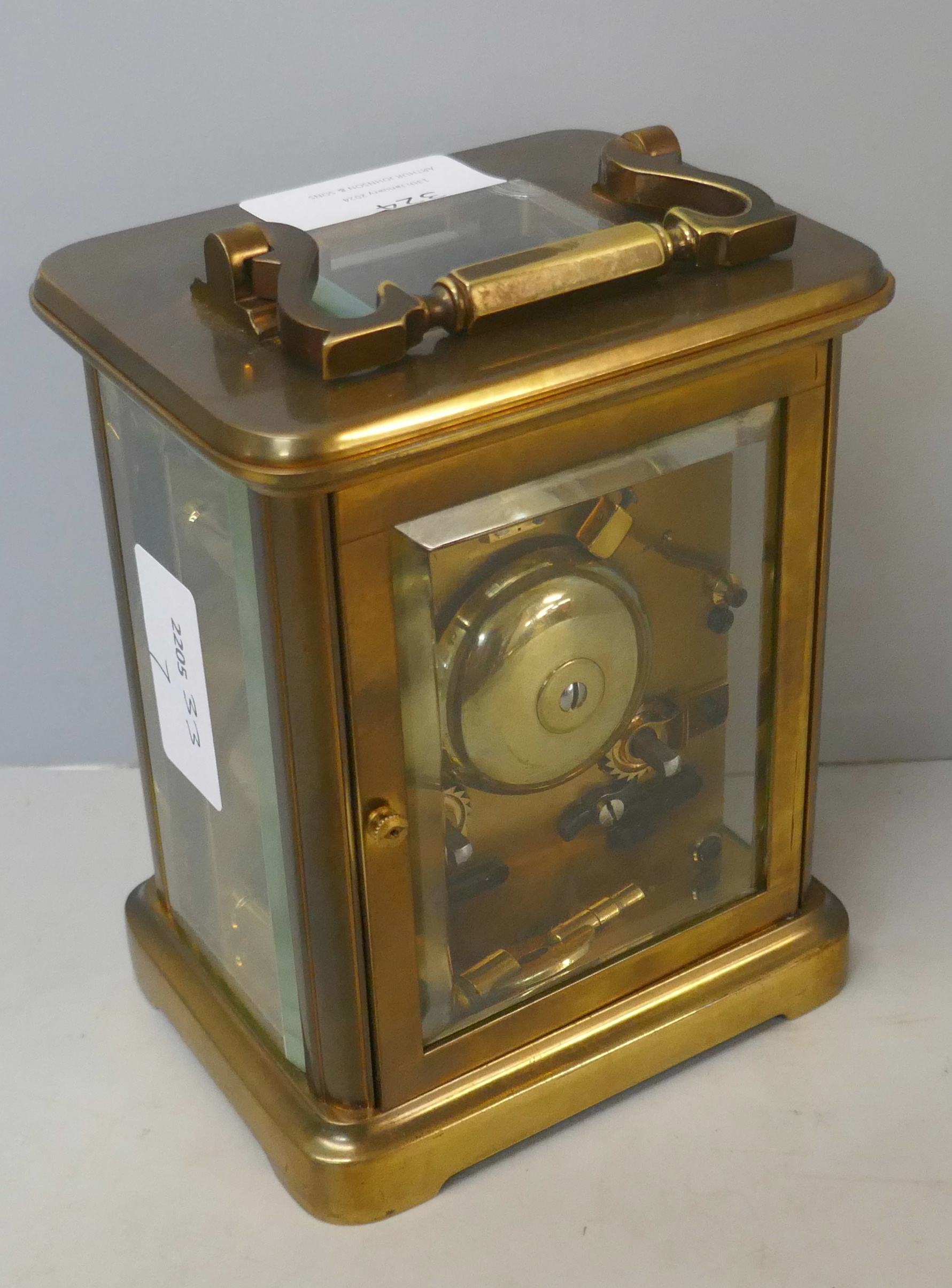 A brass carriage clock, Charles Frodsham, London - Bild 3 aus 3