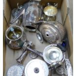 A box of mixed silver plate