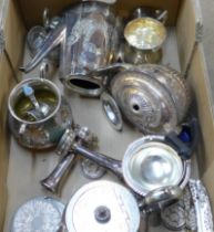 A box of mixed silver plate
