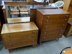 An Avalon teak chest of drawers and a matching dressing chest