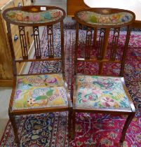 A pair of Arts and Crafts inlaid mahogany lady's chairs