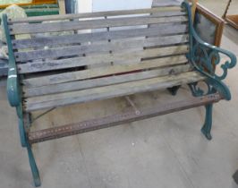 A cast iron ended garden bench