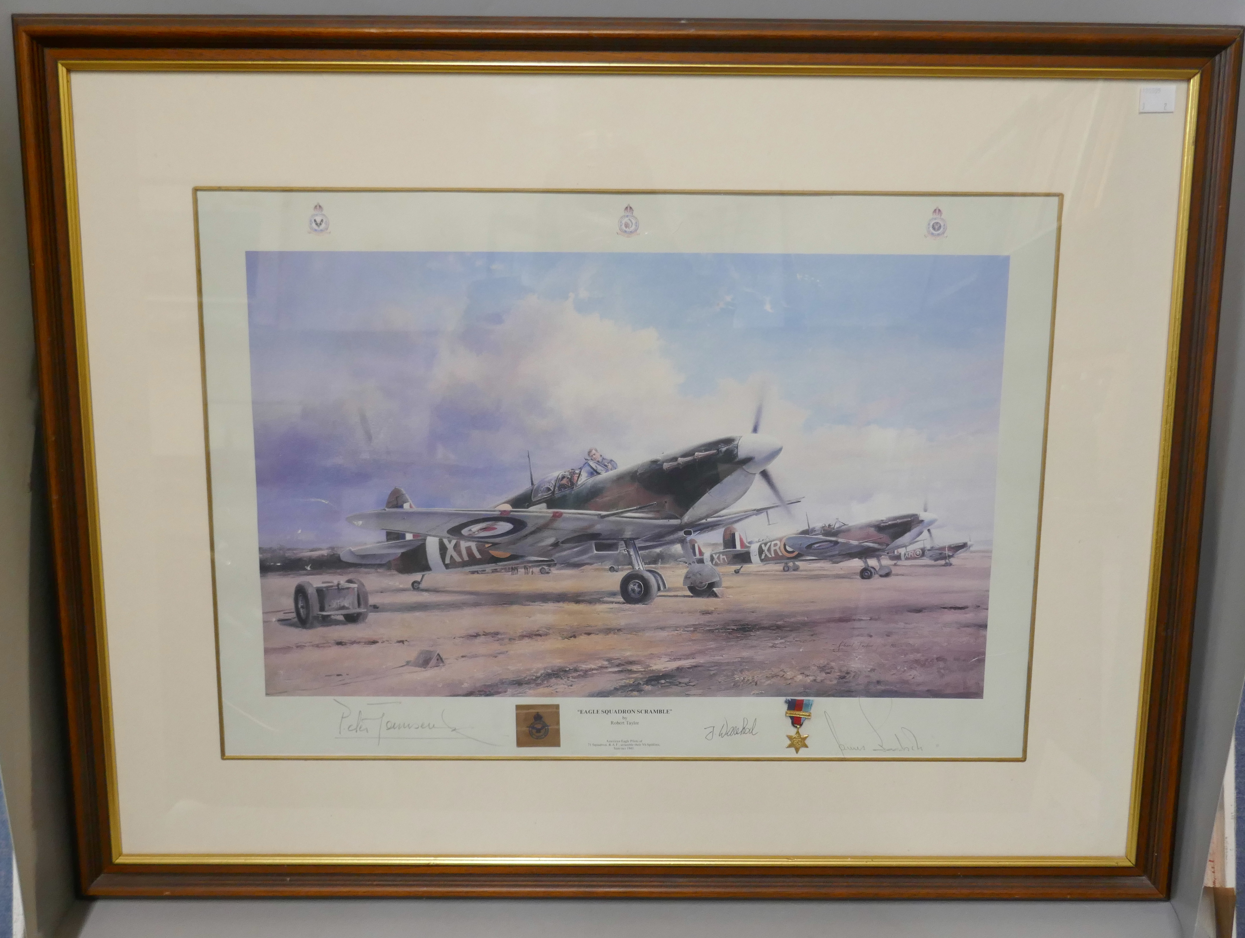 A Robert Taylor aviation print, Eagle Squadron Scramble and Johnnie Johnson Leading 144 Canadian - Image 3 of 5