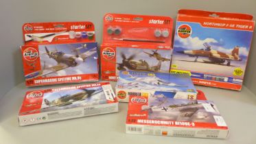 Six Airfix military aircraft model aircraft kits