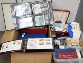 Two boxes of stamps, mainly first day covers, some signed (RNLI), early-mid 1970s, including Jersey,