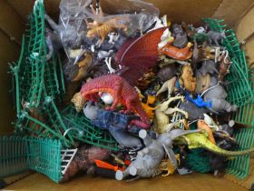 Plastic toy animals and figures