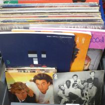 Twenty rock and pop LP records and ten 7" singles, three sheet music books; Coldplay, Tracy