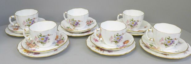 A Royal Crown Derby Derby Posies six setting tea set