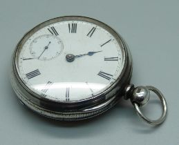 A silver cased Waltham pocket watch, Chester 1875, a/f