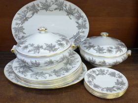 Wedgwood Ashford dinnerwares, two oval serving plates, two vegetable dishes and covers and dinner