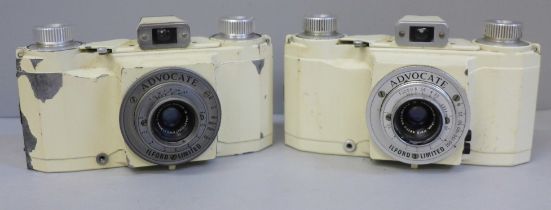 Two cream Ilford Advocate cameras