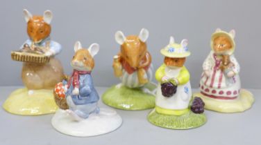 Five Royal Doulton Brambly Hedge character figures