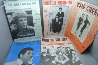 Pop music signed sheet music, Paul Jones (Manfred Mann), Andy Fairweather Lowe, Esther and Abi