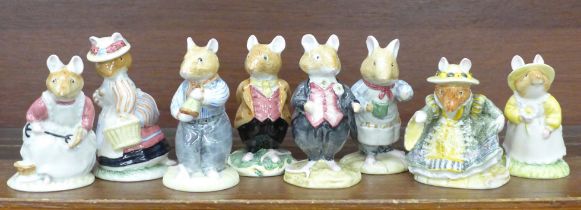 Eight Royal Doulton Brambly Hedge character figures