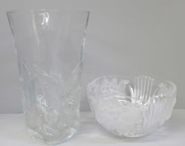 A French glass vase and a Bohemia crystal bowl