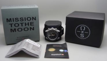 A Swatch Omega Bioceramic MoonSwatch Mission to the Moon wristwatch, boxed