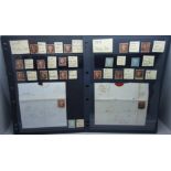 Stamps; SG8 penny red imperforate study of plates 35 and 36 on two stock sheets including listed