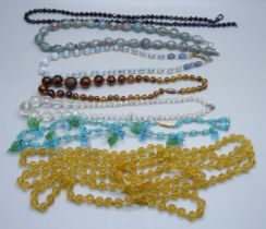 Seven vintage necklaces