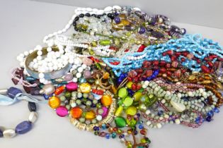 A collection of glass bead jewellery