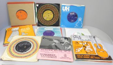 Thirty-four 7" singles, mixed genres