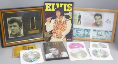 Elvis Presley collectables including a mounted limited edition original film cell with certificate