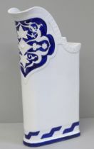A Royal Worcester blue and white pitcher, late 19th Century Aesthetic Movement, a/f, chipped to